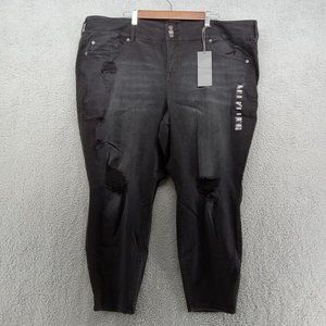 Torrid Jeans Womens 28‎ Black Faded Distressed Ripped Skinny Casual Everyday